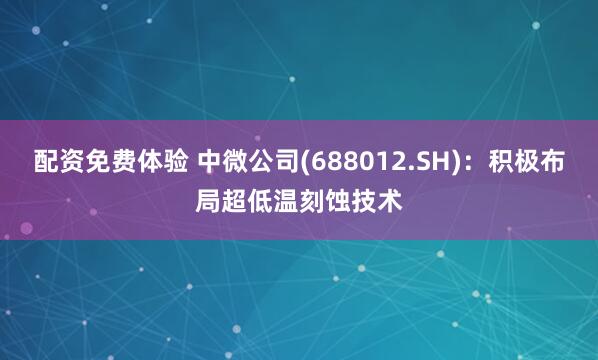 配资免费体验 中微公司(688012.SH)：积极布局超低温刻蚀技术